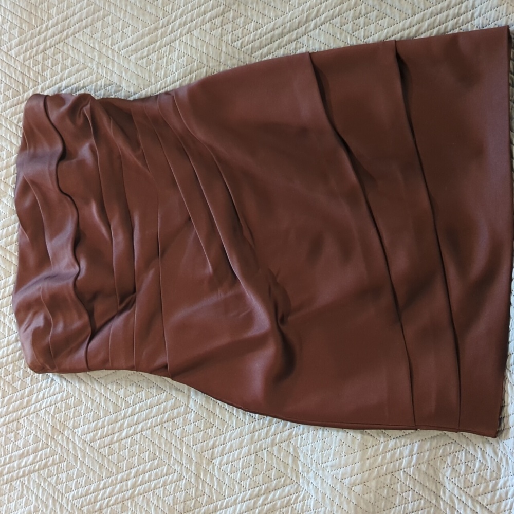 Brown David's Bridal bridesmaid dress